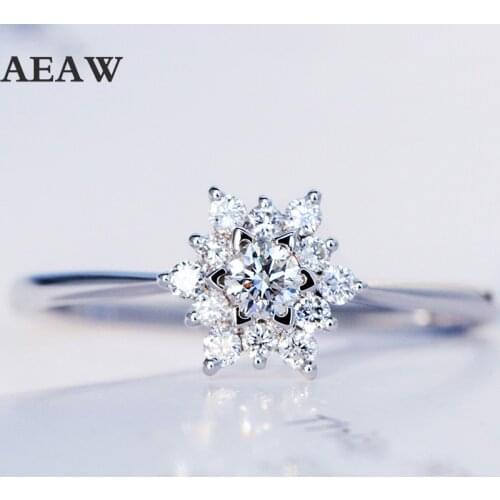 18k White Gold 0.32ctw Real Diamond Engagement Ring Prong Setting Solitaire Solitaire Style For Women