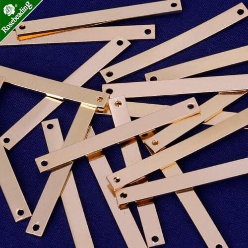 4x40mm Brass rectangle Stamping Blank Bar with 2 holes,necklace bar blanks ,Name Plated,DIY Jewelry,Sold 20pcs/lot