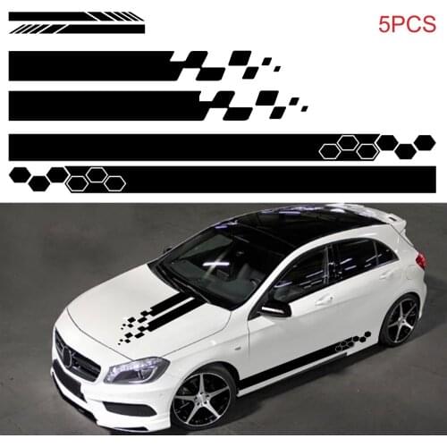 5PCS Fashion sports racing stripes car sticker waterproof decorative cover car rearview mirror body style decals accessories