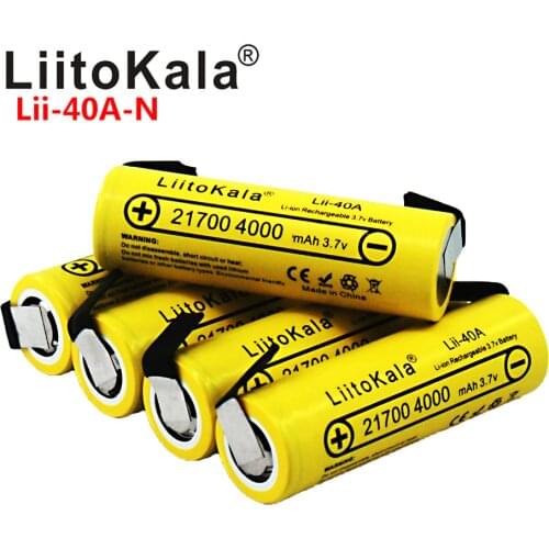 LiitoKala Lii-40A 21700 4000mAh Li-Ni Battery 3.7V 40A for High discharge Mod / Kit 3.7V 15A power +DIY Nicke