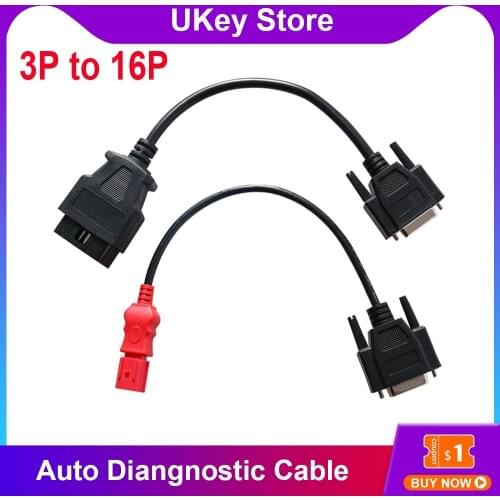 Auto Diagnostic Connector YAMAHA 3P to 16P OBD2 Adapter Cable EFI Motorcycle Detector 3pin to 16pin OBDII Extension Cable