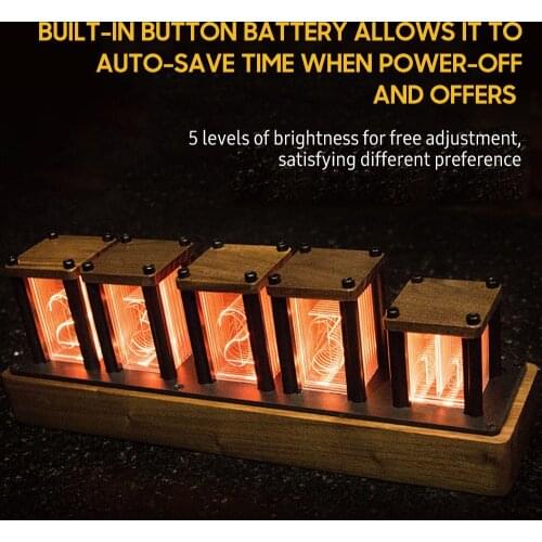 RGB Imitation Tube Lights Digital Clock Glow Clock LED Solid Wood Ornament Fluorescent Desk Clock Semi-Finished