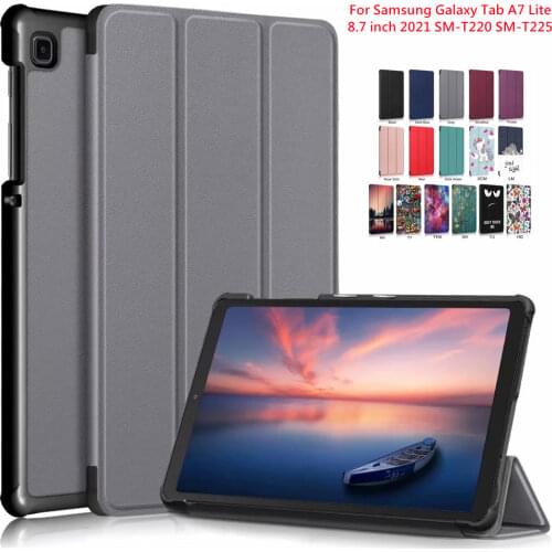 2021 New Csae For Samsung Galaxy Tab A7 Lite 8.7 SM-T220 SM-T225 Tablet Cover Flip Stand PU Leather Smart Cover+Film+pen