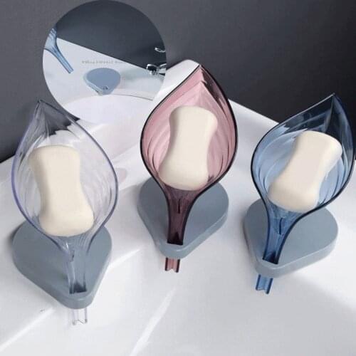Non-slip Bathroom Soap Holder Simple Leaf Shape Soap Box Creative Kitchen Dish Brush Rack Household Tray Holder Case Container