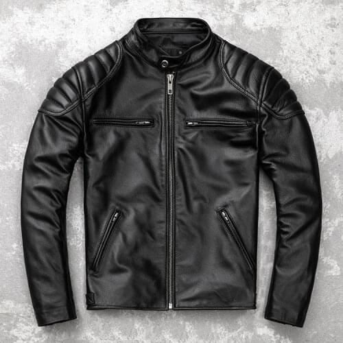 2021 Men Autumn Winter New Slim Geniune Leather Jackets Men Real Cow Leather Coats Male Short Plus Szie Motocycle Outwear W618