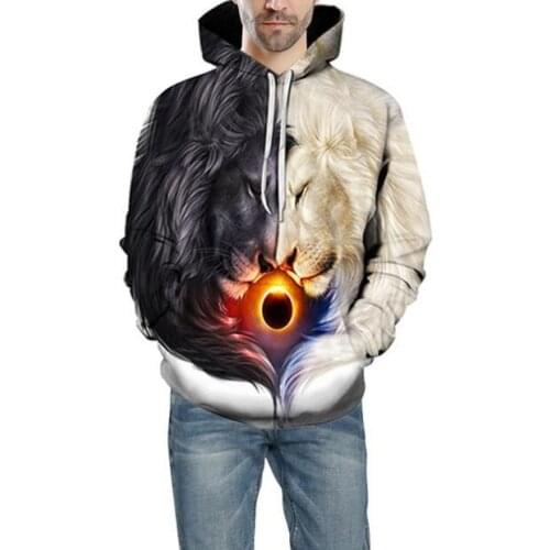 S-6XL 3d Lion Sweatshirts Men/Women Hoodies With Hat Print Autumn Winter New Loose Thin Hooded Hoody Pullovers Tops plus size