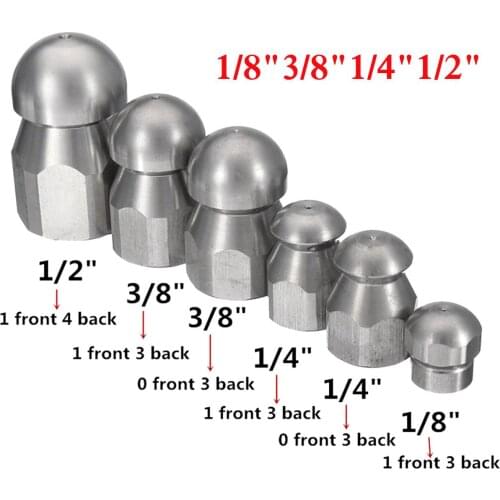 3/8" 1/8" 1/4" 1/2" Pressure Washer Drain Hose Nozzle Sewer Clean Jetter Nozzle For Home Garden Supplies