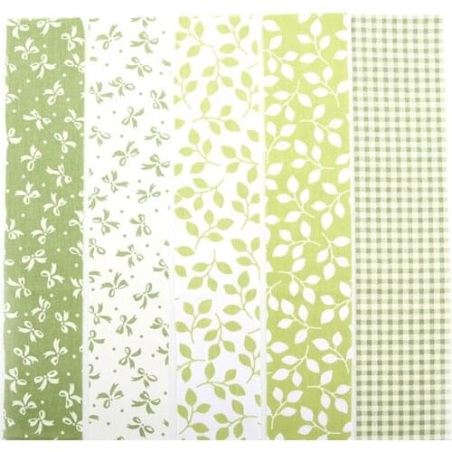 NEW 5 Colors Green Floral Patchwork Cotton Fabric Strips tissu Sewing Patchwork Fabric For Bag Hat Doll Baby Cloth ZH1-6