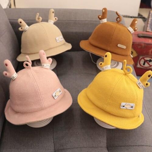 Toddler Infant Baby Girls Boys Bucket Hats Cute Wide Brim UV Protection Fisherman Hats with Deer Antlers