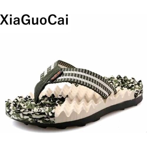 Summer Massage Men Flip Flops 2019 Fashion Man Slippers Comfortable Non-slip Big Size Thongs Beach Shoes Camouflage Dropshipping