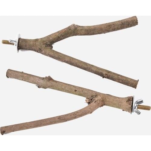 Pet Parakeet Budgie Hanging Play Toys Bird Cage Wood Branch Stand Perches Parrot Wooden Resk Holder Perches Platform about 15cm