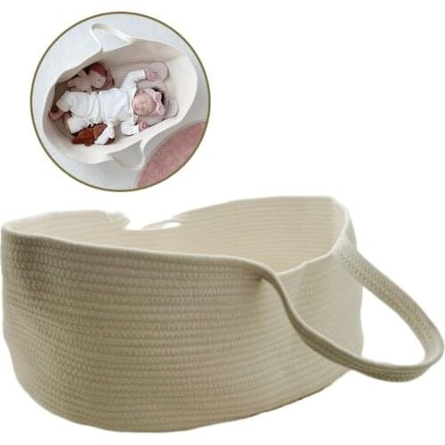 Portable Baby Moses Basket Carrier Cotton Rope Woven Sleeping Bed Newborn Cradle Bassinet Nursery Decoration