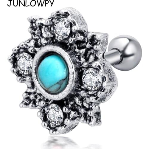 JUNLOWPY Gold Silver Surgical Stainless Steel Stud Earring Body Jewelry Arrow Shape Ear Tragus Piercing Fake Taper For Men