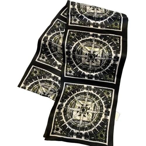 NEW Compass Print Scarf Western Style Choker Web Celebrity Silk Satin Narrow Scarves Multi All Season Ribbon Wholesale ZSBD236
