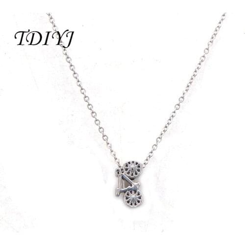 TDIYJ Newest Alloy Bicycle Pendant Necklace Fashion Women Slide Charms 18 Inch Jewelry Necklace 1pcs