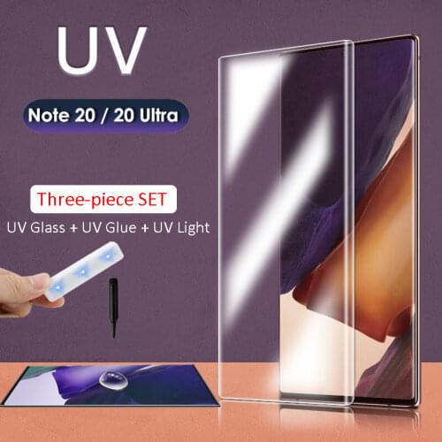 UV Glass Film for Samsung Galaxy Note 20 Ultra Full Glue Screen Protector UV Glass Film + UV Glue + UV Light 3pc/set for Note20