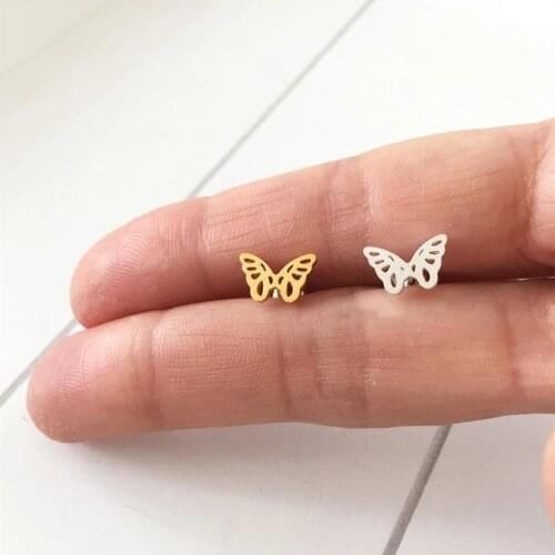 V Attract 2018 Gold Color Animal Bijoux Cute Butterfly Stud Earrings For Women Stainless Steel Animal Boucle D'oreille Fantaisie