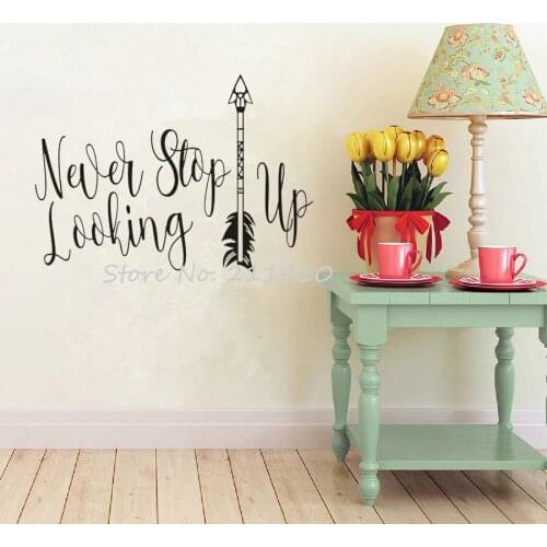 Inspirational Quotes Wall Decal Never Stop Looking Up Vinyl Letter Wall Stickers Home decor Living Room Kids Room Mural A723