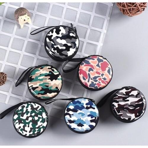1PCS Protective Headphone Cable Box Round Headphone Storage Box Zipper Mini Earphone Container Multi-function Home Accessorie