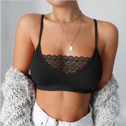 Fashion Bras For Women Sexy Lace Bralette Thin Straps Bottoming Tube Top Solid Color Lingerie Wireless Brassiere Underwear 5XL
