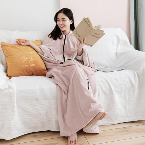 Winter Beibei velvet Warm Throw Blanket Wearable solid color Two-sided Blanket High end embroidery Design Bed Blanket