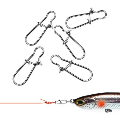 10pcs/Lot Connector Fast Clip Lock Snap Swivel Solid Rings fishing Stainless Steel Carp Fishing Lure Snap Pesca Connector Tackle