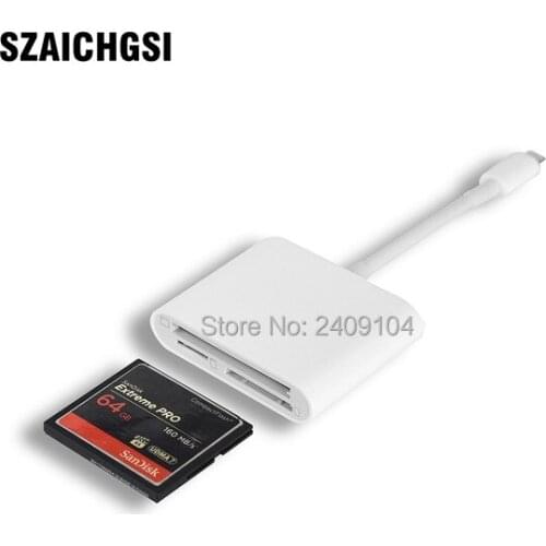 10pcs Type-C CF TF SD Card Reader Digital Camera Kit Compatible Needn't APP All In 1 OTG USB-C Adapter For Xiaomi Macbook Pro
