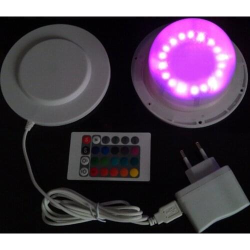 120mm 24 RGBW+24 Whit LED IP68 inductive charge 24 keys IR Remote Control RGB LED light source for Ball Cube Bar Table 10pcs/lot