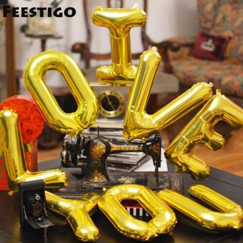 16 inch Gold Aluminum Foil Letters Balloon For Wedding Holiday and Party Home Decoration