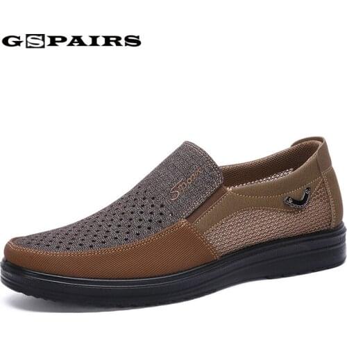 2020 Men Mesh Shoes Male Summer Brown High Quality Casual Shoes Breathable Flat Shoes Hombre Plus Size 38-48