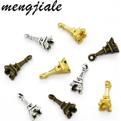 35pcs Tibetan Silver Plated Eiffel tower Charms for Jewelry Making Accessories DIY 17.5*7*2mm