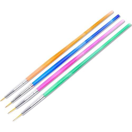 4 Pcs/Set Nail Art Liner Painting Pen 3D Gradient Nail Brush Pencil Art Tips DIY Acrylic UV Gel Decors Brush Drawing Wire Kit
