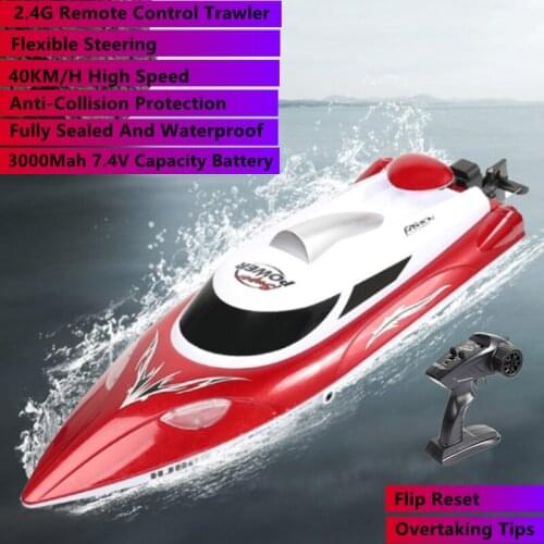 40KM/H High Speed GPS RC Fishing Boat Sealed Waterproof Anti-Collision Protection Flip Reset 200M Distance RC Boy Toy Speedboats