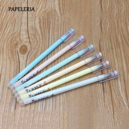 6pc/set Creative Neutral Pen Cute Student Candy Color Gel Pens for School Erasable Pen Refill 0.5mm Blue Black Ink Signature Pen