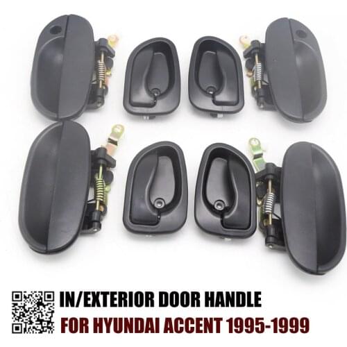 8PCS BLACK EXTERIOR BLACK INTERIOR DOOR HANDLE FOR HYUNDAI ACCENT 1995-2000 1995 1996 1997 1998 1999 2000 82650-22000