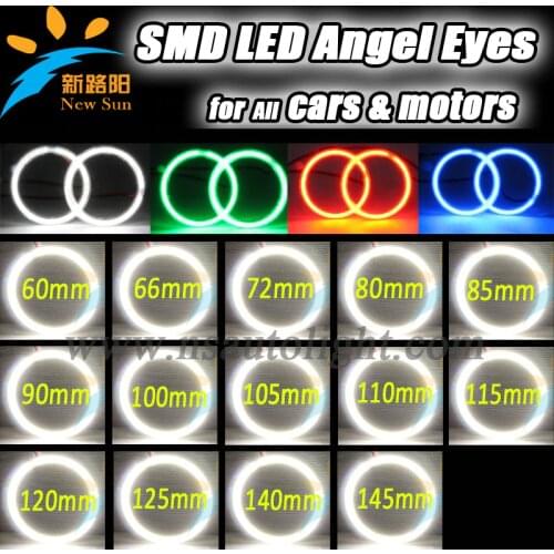 Auto Halo Ring 3014 SMD Headlight 60 65 72 75 80 85 90 95 120 140mm Car Led Angel Eyes Parking Light Kit