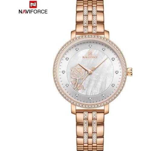 NAVIFORCE Fashion Women’ Watches Top Brand luxury Ladies Waterproof Quartz Clocks Stainless Steel Rose Gold Bracelet Women Watch