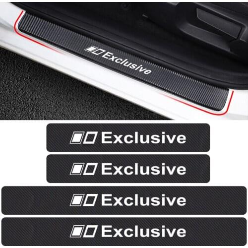 4pcs Exclusive Custom Emblem Badge Door Sill Scuff Plate Guards Decal Carbon Fiber Car Door Sills Protector Stickers Car Styling