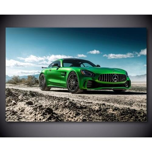 Paintings Wall Art Green Mercedess AMG GTR Supercar Wallpaper Canvas Artwork Pictures Posters and Prints Modern Decoration