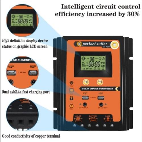 30A solar controller 12V / 24V intelligent voltage LCD display