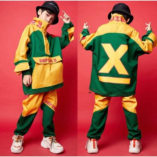 Children Hip-Hop Suit Handsome Boys Loose Sweater Pants Sets Kids Jazz Dance Costumes Street Catwalk Costume Girls Tide DL5441