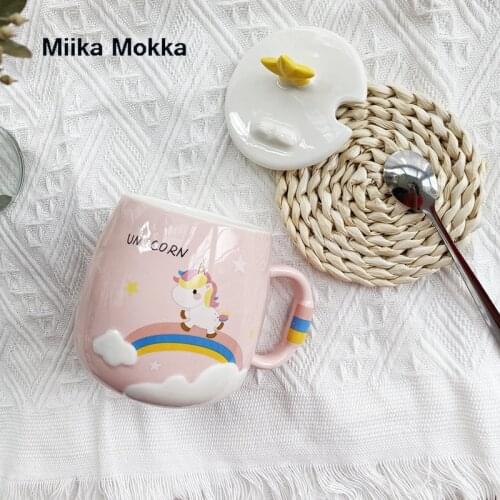 Mug Star Cup Unicorn Rainbow Ceramic Cup Milk Cup Breakfast Cup Coffee Cup Water Cup Cute Cartoon Gift Cute Coffee Mugs and Cups
