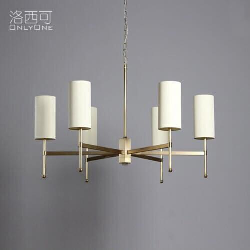 Nordic style lamp American chandelier modern minimalist living room dining room bedroom gray art full copper lamps
