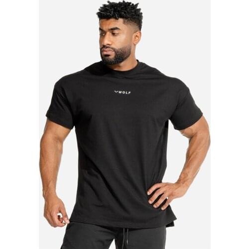 Summer Men Fitness Cotton T Shirt Bodybuilding Fitness Homme Gyms Breathable Shirt Fashion Tight Tops Mens Black T-Shirt