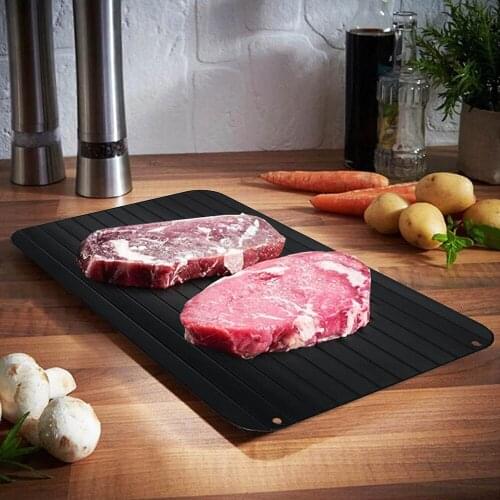 Fast Defrosting Tray Food Meat Fruit Thaw Aluminium With Cushion Angles Guide Channel Easy Clean Food Gadgets Kitchen Tools