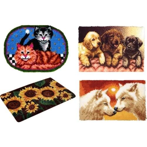 Animal Sunflower Pattern Latch Kit with Basic Tools Cushion Rug Making DIY Craft