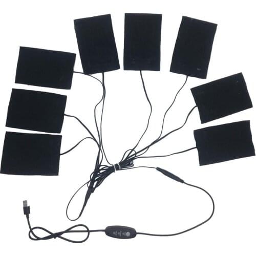 8 in 1 Clothes Heating Pad With USB Charging 5V Carbon Fiber Heating Pad Electric Heating Sheet For Clothes Vests Underwear