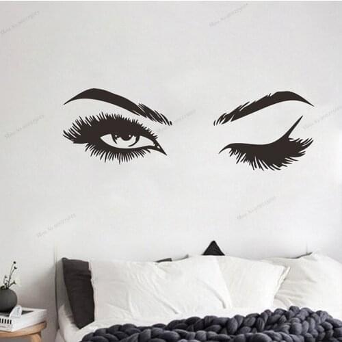Eyes Wall Decal Beautiful Charming eyes Lashes Wink Decor Art Mural Vinyl Decal Stickers Interior Design Bedroom Sticker WU166