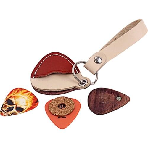 New 3pcs Guitar Picks Plectrums Toughness w/ Soft Mini Pick Holder Bag Case