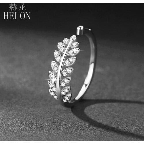 HELON Solid 14K White /Yellow / Rose Gold Pave Natural Diamonds Engagement Ring For Women Birthday Anniversarry Best Gift